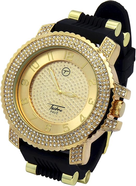 techno pave gold watch price