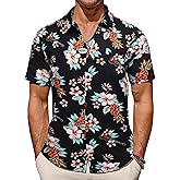 COOFANDY Men's Casual Summer Beach Wrinkle Free Shirts Short Sleeve Button Down Lightweight Untucked Textured Shirt