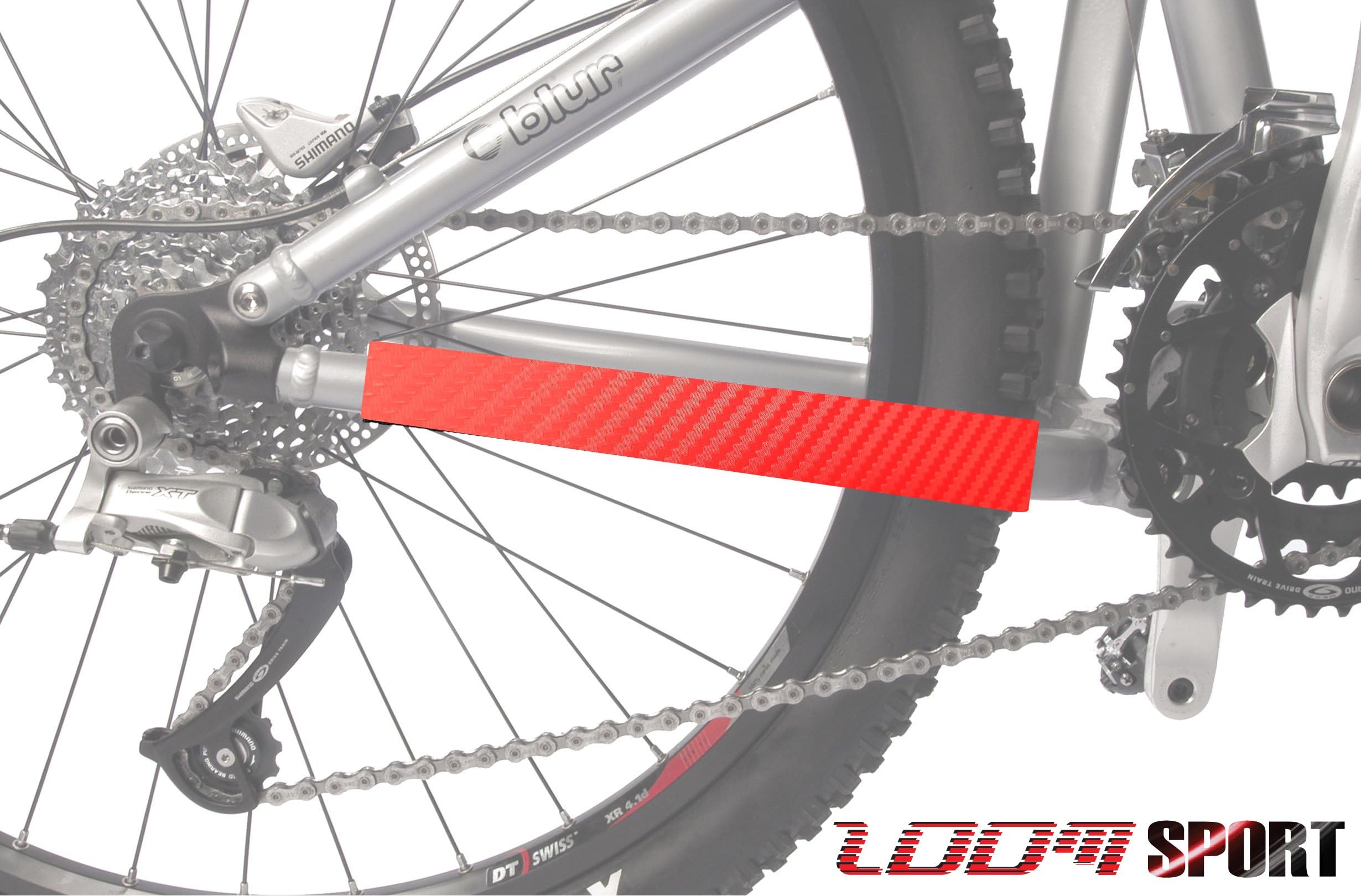 Zoom Sport Mountain Bike Chain Protector Frame Guard, Red Carbon