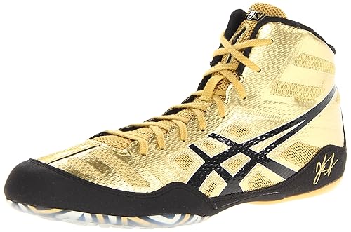 black and gold asics wrestling shoes
