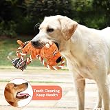 IOKHEIRA Dog Squeaky Plush Toy for Large Breeds Tug Rope Chew Yellow view 4