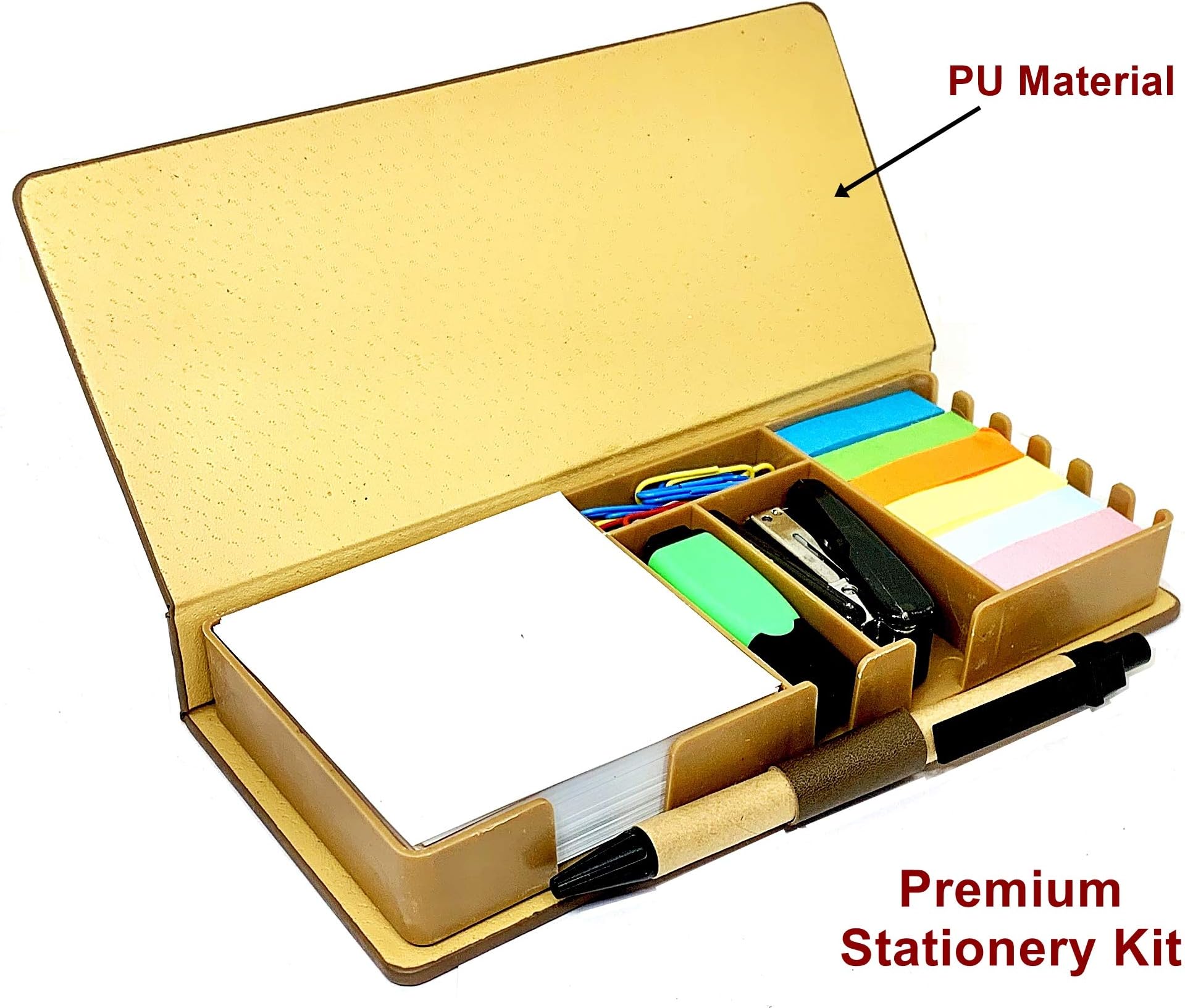 Crownlit Premium Kit with Sticky Notes, Paper Clips, Stapler, Pen Holder, Size: A6