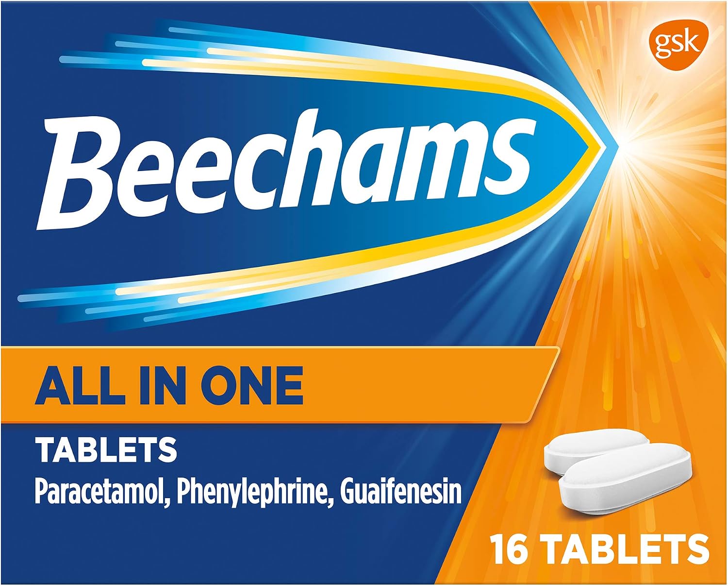 Beechams All in One Tablets, Cold & Flu Relief Medicine for adults with Paracetamol, 16s, C&F TABLETS 16