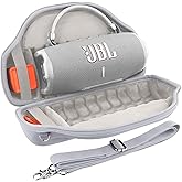 co2CREA Case for JBL Charge 6 Waterproof Portable Bluetooth Speaker, Hard Travel Bag with Detachable Shoulder Strap (White Case)