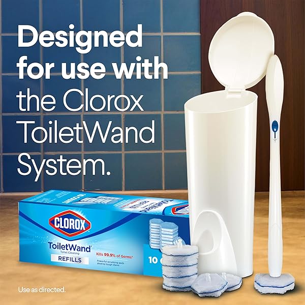 CLOROX TOILETWAND TOILET CLEANER REFILLS, TOILET BRUSH, ORIGINAL, 10 COUNT