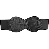 CT COTIM COYIN Women 8-Shaped Elastic Belts Stretchy Leather Waistband Wide Stretch Women Dress Belt with Interlock Buckle