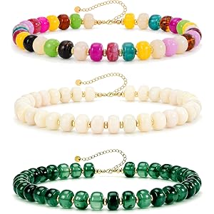 BROCC Chunky Beaded Necklace for Women Colorful Resin Choker 3PCS Set | Oversized Marble Swirl Beads,Lightweight Comfort,Adju