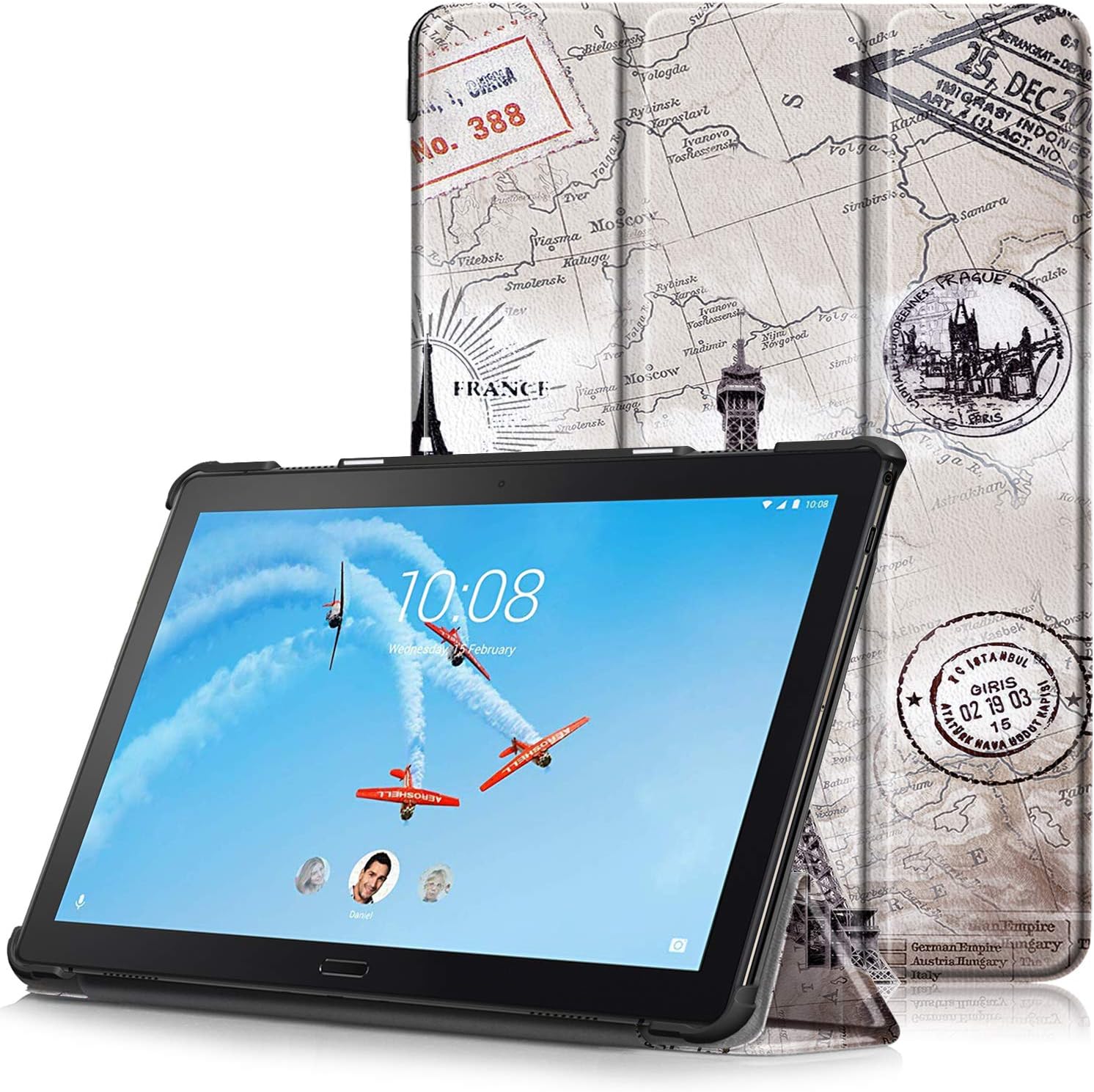 TTVie Case for Lenovo Tab P10, Ultra Slim Lightweight Smart Shell Stand Cover with Auto Wake/Sleep Function for Lenovo Tab P10 10.1" Full HD IPS Display Tablet 2018 Release, Tower Map