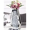 Flower Vase Crushed Diamond Vases for Decor Silver Mirror Vases for Centerpieces, Bling Crystal Decorative Glass Vase for Home Decor, 12 Inch - Can’t Hold Water