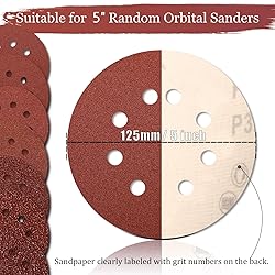 Szarint 100 PCS 320 Grit 5 Inch Sanding Discs, Hook