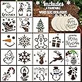 24Pcs Small Christmas Stencils for Crafts, Art - 3x3 Inch Stencils and Templates for Painting on Wood, DIY Christmas Stencil