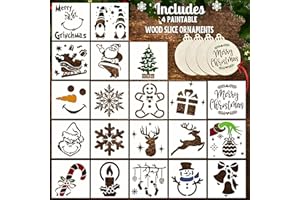 24Pcs Small Christmas Stencils for Crafts, Art - 3x3 Inch Stencils and Templates for Painting on Wood, DIY Christmas Stencil 