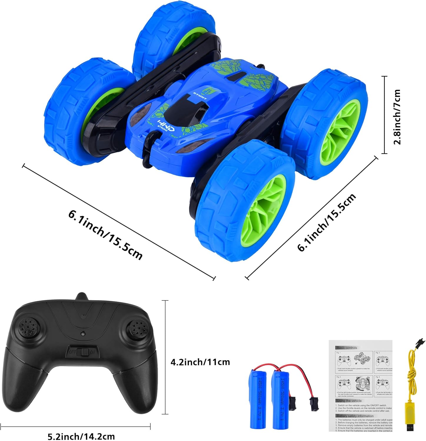 Remote Control Cars 4WD Rotating RC Car: 2.4GHz Flips Stunt Car Remote Control Toy Cars Boys for Toys Gifts for Kids 5-8 Years Old: Toys & Games