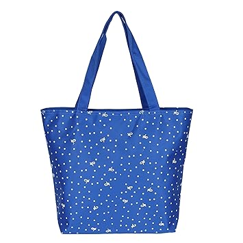 Best Shop Boys Satin Dotted Print 14.5-inch Blue Bag