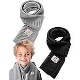 Chicingyou 2 Pcs Warm Kids Winter Knit Scarves Toddler Scarf Classic Child Warm Scarf Neck Warmer for Toddlers Boys Girls