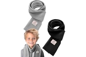 Chicingyou 2 Pcs Warm Kids Winter Knit Scarves Toddler Scarf Classic Child Warm Scarf Neck Warmer for Toddlers Boys Girls