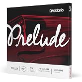 D'Addario Prelude Cello String Set 3/4 Scale, Medium Tension | Prelude cello strings deliver warm tone, durable steel core construction and reliable student performance.