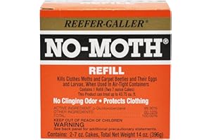 Reefer-Galler NO Moth Closet Hanger Refill Kills Clothes Moths, Carpet Beetles, and Eggs and Larvae, 7 OZ, 2 count (Pack of 1)