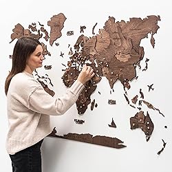 ENJOY THE WOOD 3D Wood World Map Wall Art Large