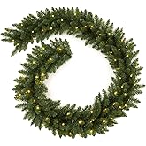9 FT Pre-lit Christmas Garland Holiday Artificial 50 Led Light for Stairs Wall Door Indoor Outdoor Garland with Battery Operated Timer, for Home Decorations Fireplaces