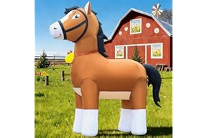 9FT Clydesdale Horse Inflatables Christmas Spring, Farm Ranch Giant Blow up Animals Cute, Decorations Outdoor Yard Built-in L