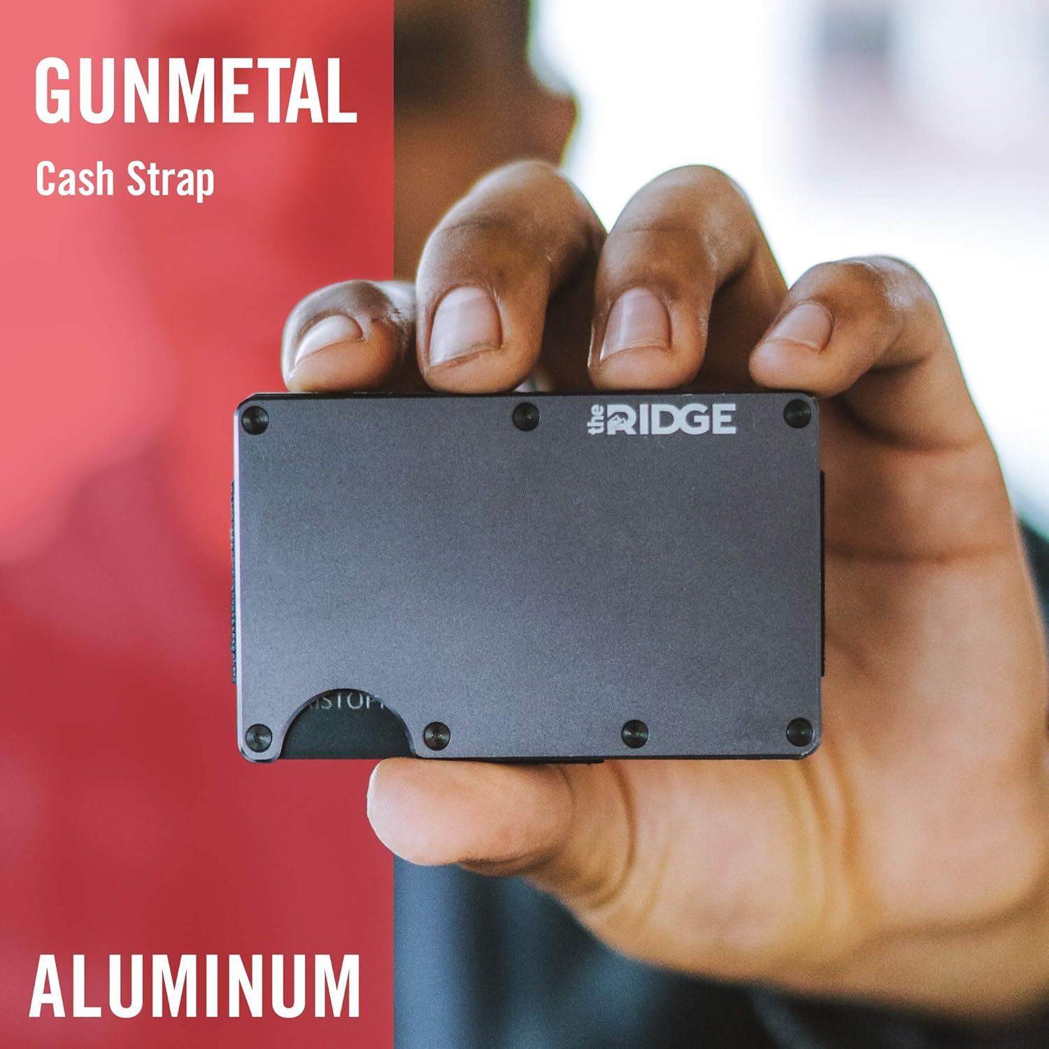 The Ridge Wallet Authentic | Minimalist Metal RFID Blocking Wallet with Cash Strap | Wallet for Men | RFID Minimalist Wallet, Slim Wallet (Gunmetal): Clothing