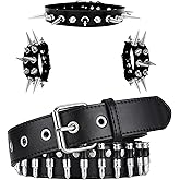 YMO Silver Bullet Belt, Spiked Bracelets Emo Belt Goth Punk Rock Rivet Cuff Punk Bracelets Gothic Punk Accessories for Women Men