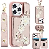 Kimiyaki for iPhone 16 Pro Wallet Case, Magnetic Snap Flip Leather Cover with Flower Design Credit Card Holder Stand Wristband,iPhone 16 Pro Protective Phone Case for Women