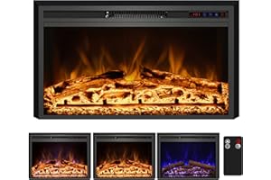Kentsky Electric Fireplace, Electric Fireplace Inserts, Recessed Fireplace Heater with Remote Control, Adjustable Flame Colors, Timer&Overheating Protection, 750/1500W, 35" W X 21" H