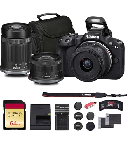 Canon R50 キッドレンズ 55-210mm & 18-45mm セット Amazon.com : Canon EOS R50 Mirrorless Camera + 18-45mm and 55