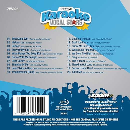 Zoom Karaoke Cd G The Boys Are Back Vocal Stars Karaoke Series 22 Card Wallet By Zoom Karaoke One Direction Olly Murs The Wanted Ed Sheeran Amazon Co Uk Music zoom karaoke cd g the boys are back