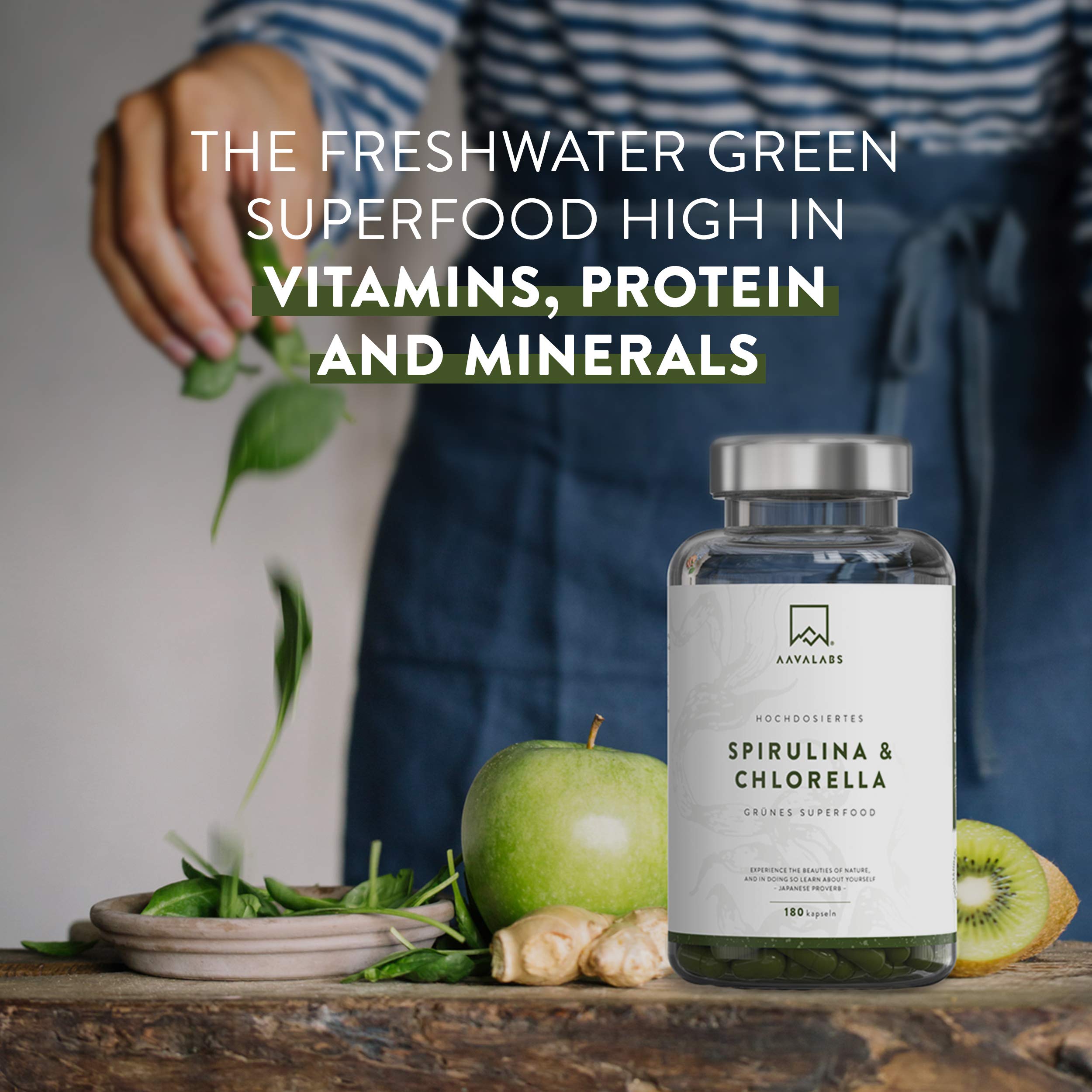 Spirulina Chlorella Capsules [ 1800 mg ] 200 Powder Capsules High