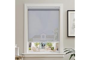AOSKY Cordless Roller Shades for Windows Light Filtering Shades with 5% Openness Solar Screen Semi Sheer Roller Blinds UV Protection for Office and Home. Easy to Install 35" W x 72" H (Grey)