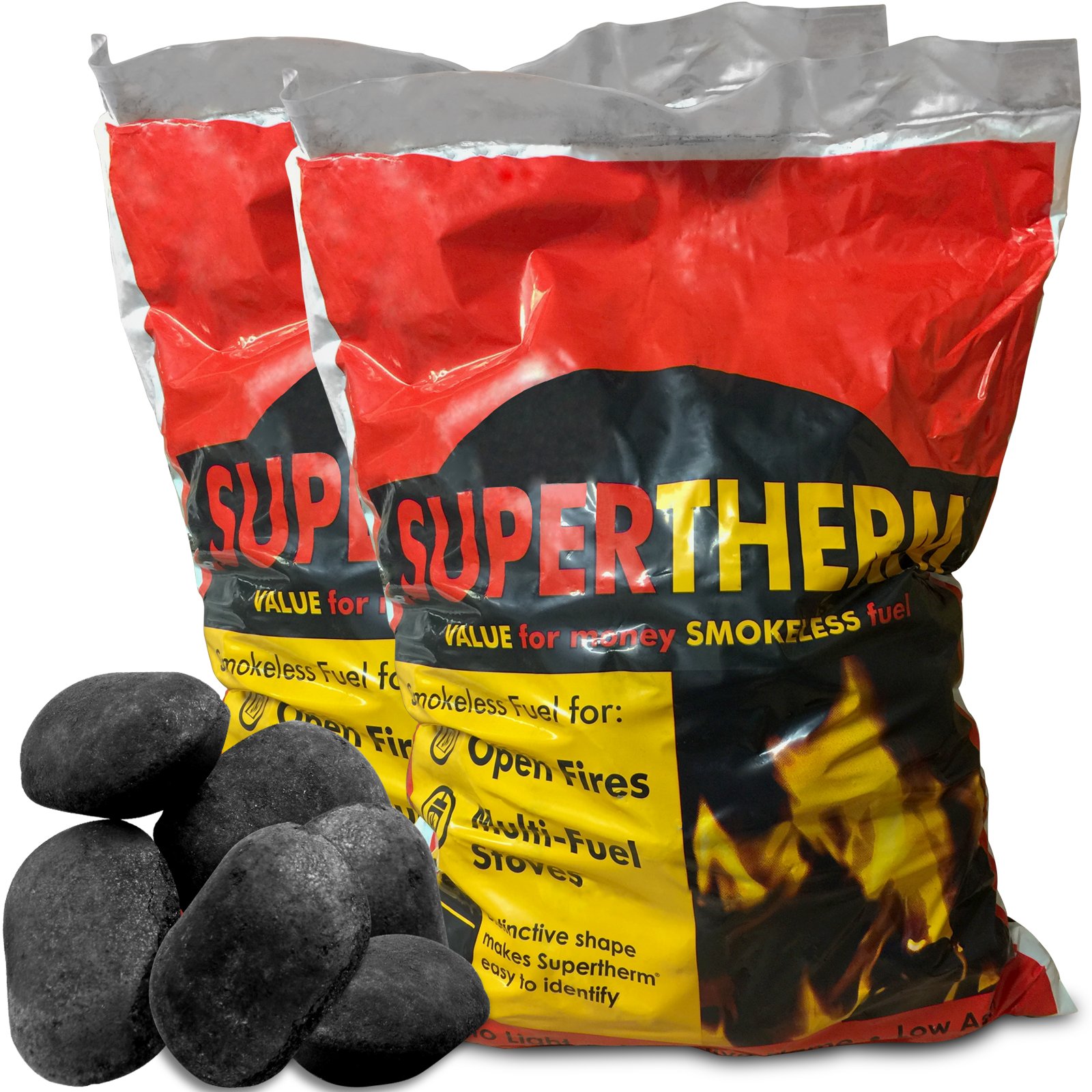 Buy 40kg of Supertherm Extra Hot Smokeless Coal Fire Fuel for Open Fires and Multi Fuel Log