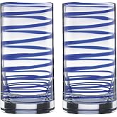 Kate Spade New York Charlotte Street 2-Piece Highball Glass Set, 1 Count (Pack of 1), Blue