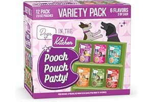 Weruva Dogs in The Kitchen, Variety Pack, Pooch Pouch Party!, Wet Dog Food, 2.8Oz Pouches (Pack of 12)