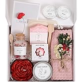 Coralogo Rose Spa Gifts for Women - 12pc Self-care Spa Gift Basket with Scented Candle, Bath Salt, Greeting Card - Thinking of You Basket for Her Birthday, Christmas, Mother's Day, Valentine's Day