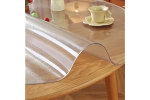 LovePads 2mm Thick Frosted Round Table Cover Protector 60 Inch Frosted Round Table Protector for Dining Room Table, Round Plastic Table Cover, Plastic Cover for Round Table, PVC Round Table Pads