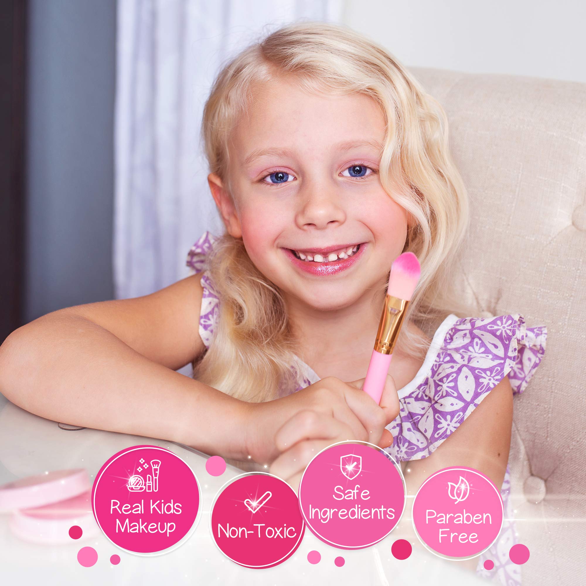 Kids Real Makeup Kit with Pink Unicorn Purse, Non Toxic Washable Make Up Set - Unicorn Toys for Girls Age 4-6, Gifts for 5 Year Old Girls Birthday Gift Ages 3 4 5 6 7 8 9 10 Years - Toys for Ages 5-7