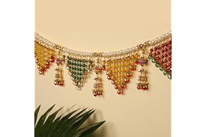 TIED RIBBONS 36 Inch Multicolor Pearls Artificial Beads Handmade Toran for Home Decor | Indian Traditional Toran Wall Hanging Bandhanwar for Home, Pooja, Housewarming, Diwali Decorations for Home