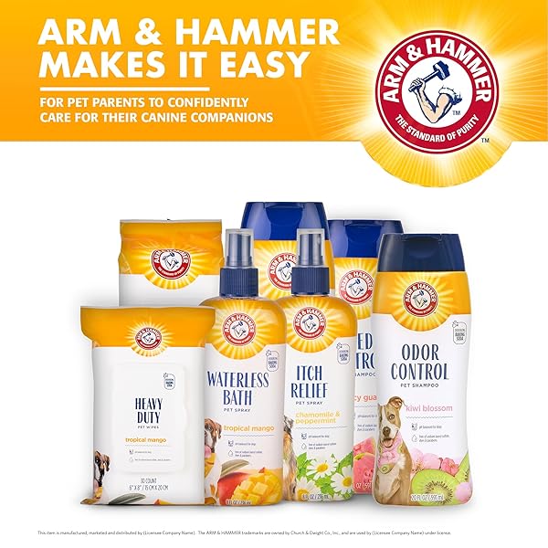 ARM & HAMMER FOR PETS ODOR CONTROL DRY SHAMPOO POWDER FOR DOGS, BEST ODOR ELIMINATING WATERLESS SHAMPOO FOR DOGS & PUPPIES, KIWI BLOSSOM SCENT, 4.2 OUNCES