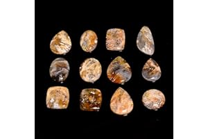 GEMKORA 100 carats Natural Plume Agate Gemstone Wholesale Cabochons Lot, Jewelry Making Loose Gemstone, Polished Home Decor, DIY, Wire Wrapping, Healing Crystals, Bulk Gemstone Deal 5 to 6pcs