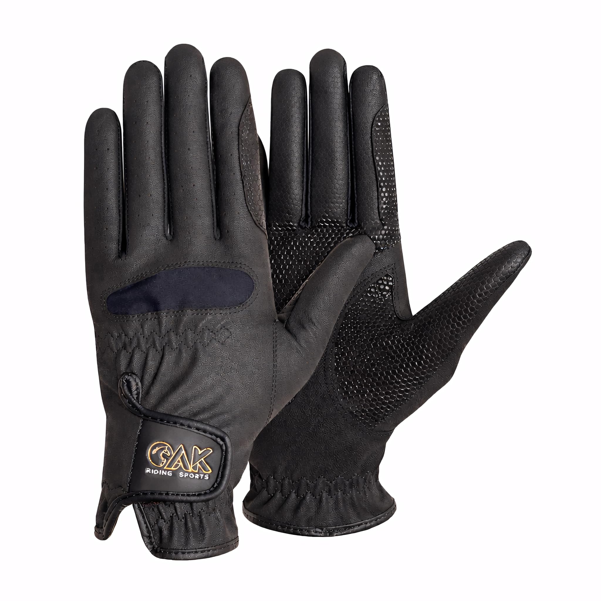 AK Horse Riding Gloves with Super Grip Unisex Equestrian Glove For All Season AKRS-5028 (Black, M)