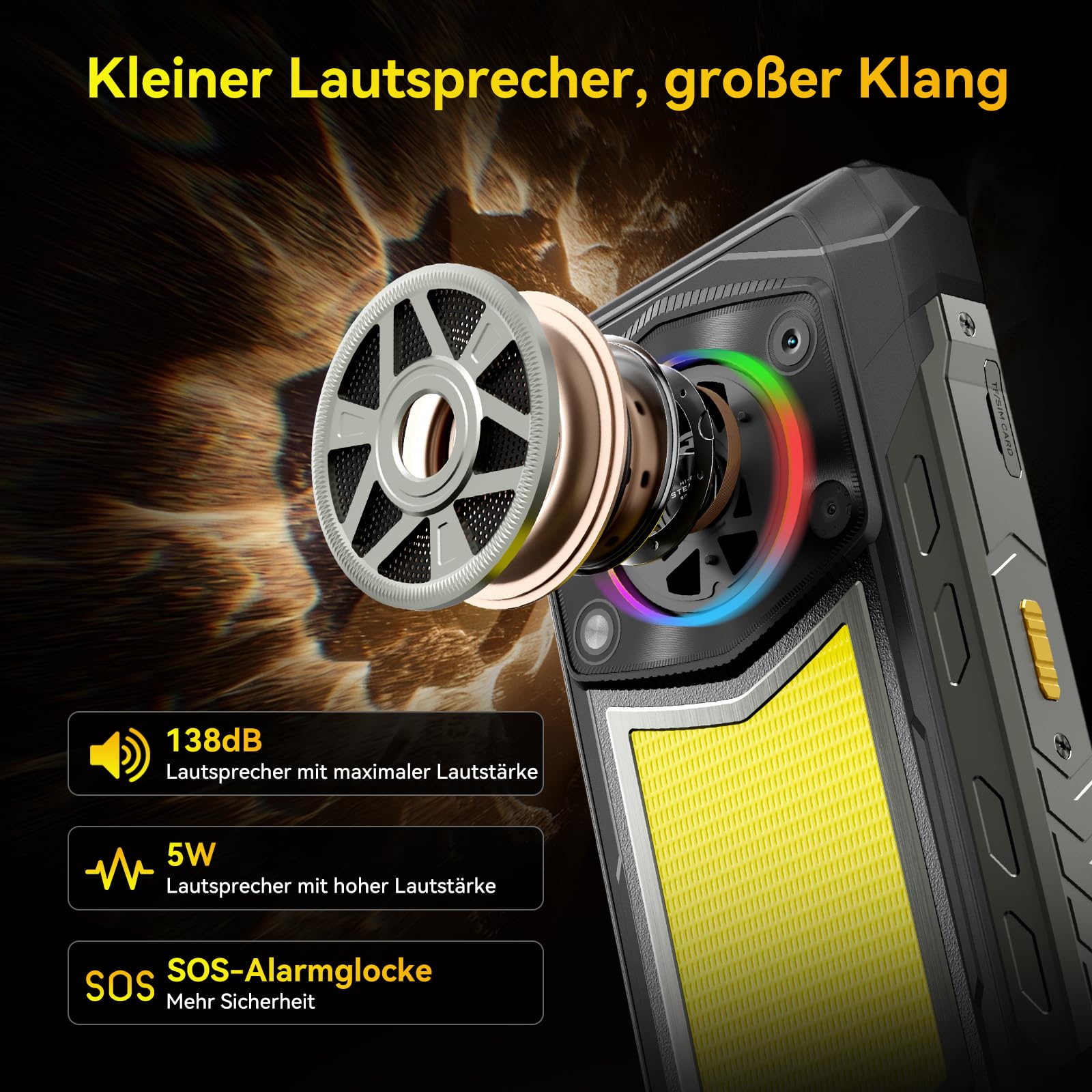 Blackview Rock 5 Outdoor Handy 2026, 20000mAh Business Handy, 24GB+256GB/2TB Android 16 Outdoor Smartphone, 108MP+50MP+20MP Nachtsicht, 6.78" FHD+ Display 120Hz IP69K, 4G/NFC/OTG/GPS/3 Jahre Garantie 8