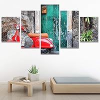 SIGNWIN 5 Panel Canvas Wall Art Modern Art Boat Expressive Multicolor Nautical Photography Transportation for Home Decorations Ready to Hang - 60