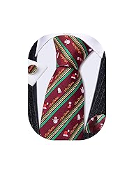 Barry.Wang Mens Christmas Tie Set Maroon Green