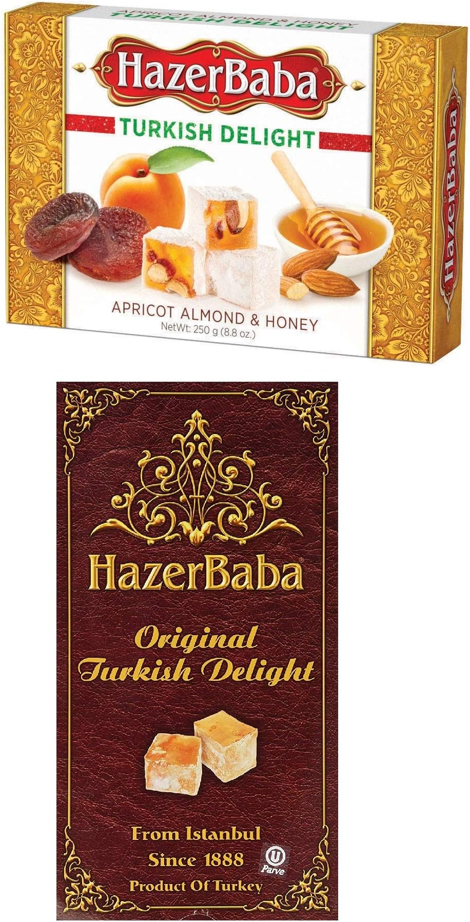 HazerBaba Apricot Almond&Honey and Original Turkish Delight (Pack of 2)