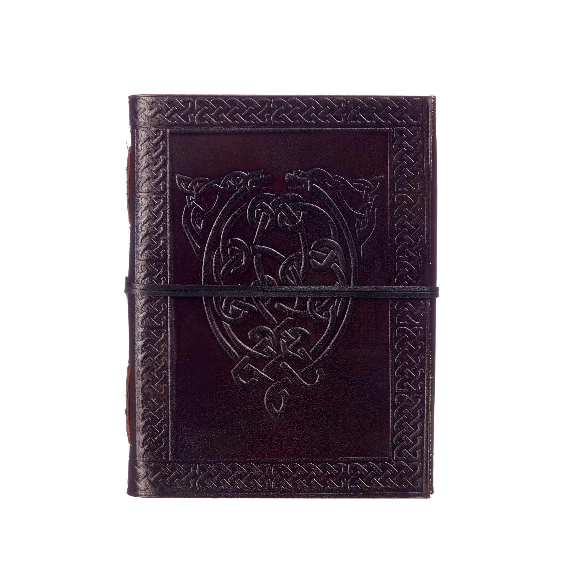 Paper High Celtic Serpent Leather Journal - 13.5 x 18.5 cm - Fair Trade and Handmade - Unlined Pages - Genuine Leather Notebook