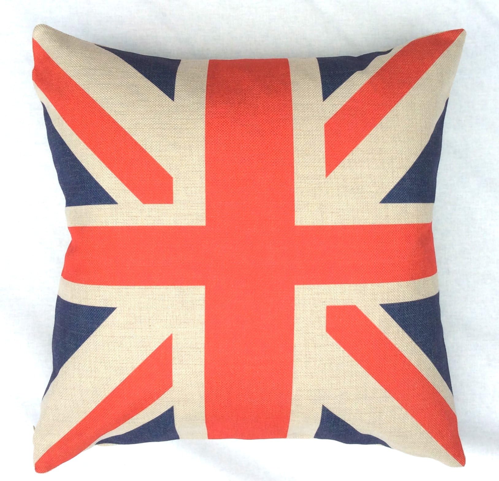 Patriotic American Flag Accent Decorative Linen Cotton Throw Pillow Cover Cushion Patriotic British Flag (18x18", British Flag)