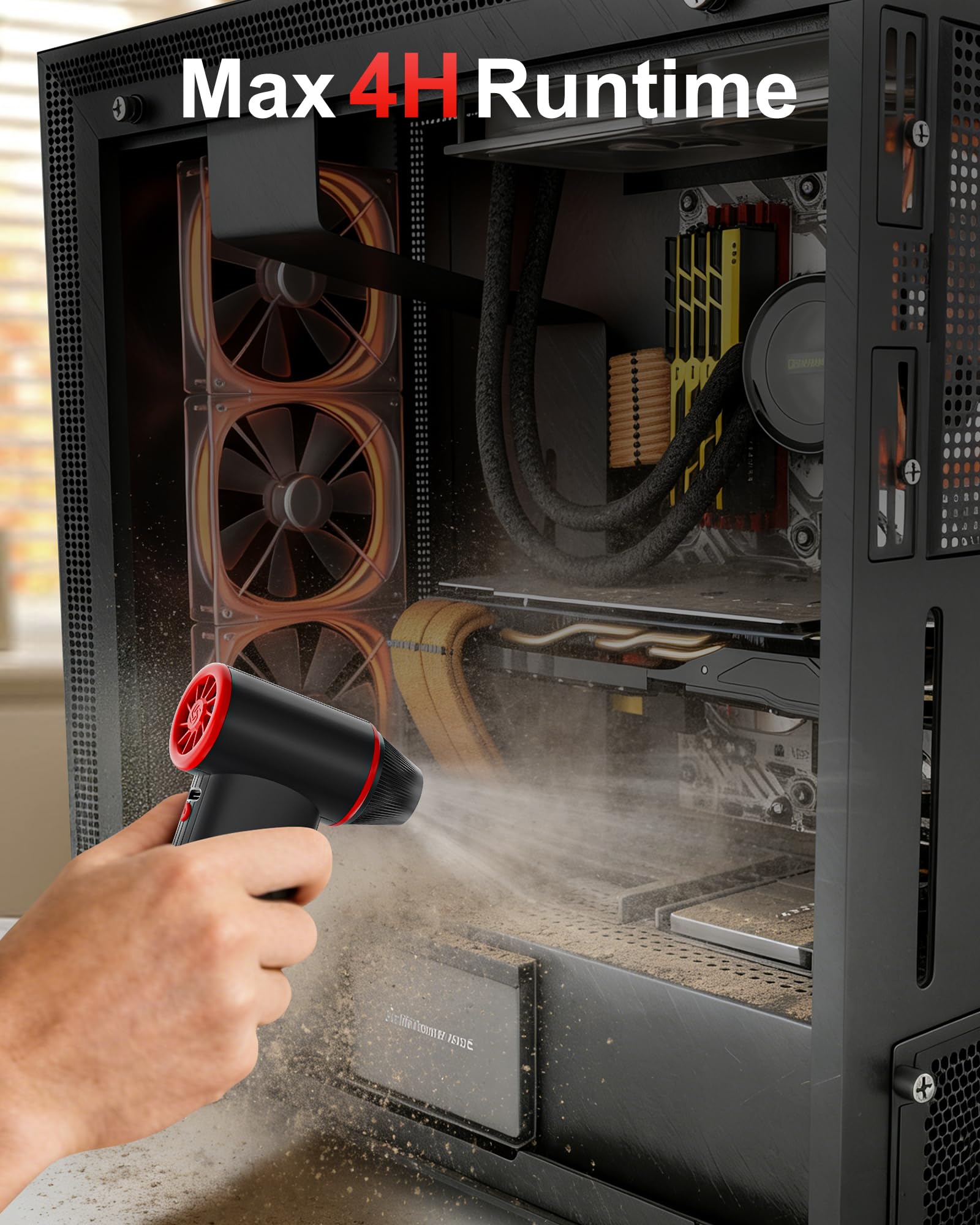 GOOLOO F3 Compressed Air Duster, 150000RPM Duster for Cleaning, 3-Gear Rechargeable Electric Air Blower with Fast Charging, Cordless Mini Blower for PC, Computer, Car, Keyboard, Outdoor